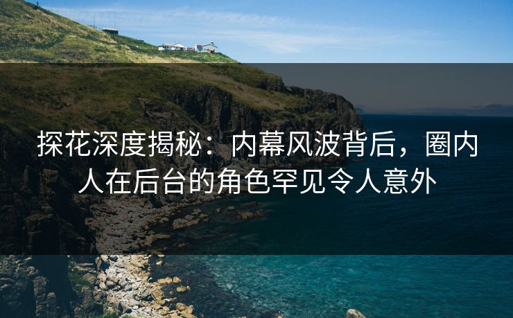 探花深度揭秘:内幕风波背后,圈内人在后台的角色罕见令人意外