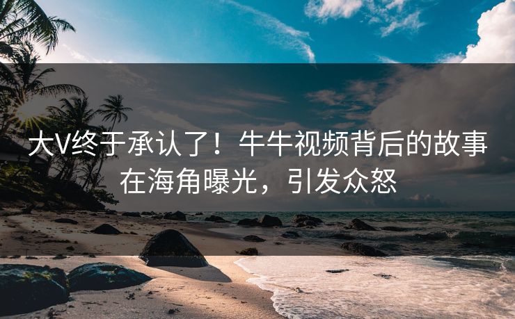大V终于承认了！牛牛视频背后的故事在海角曝光，引发众怒