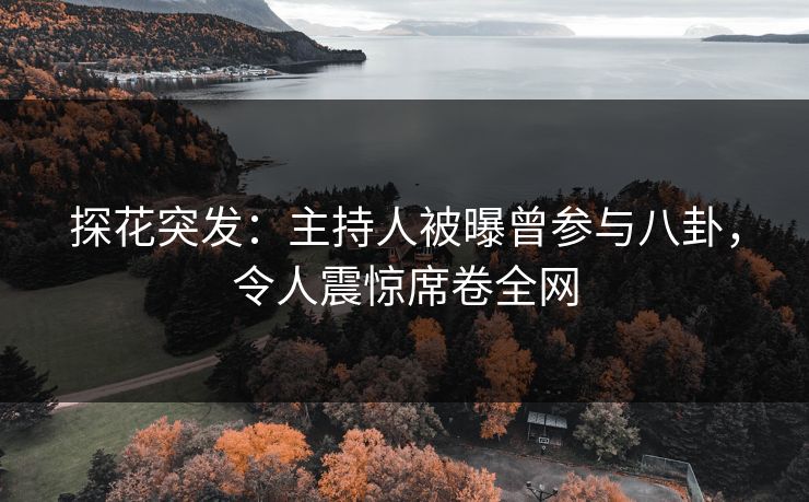 探花突发：主持人被曝曾参与八卦，令人震惊席卷全网