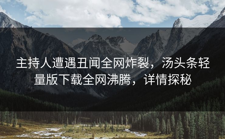 主持人遭遇丑闻全网炸裂，汤头条轻量版下载全网沸腾，详情探秘