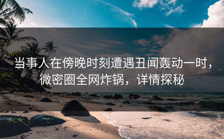 当事人在傍晚时刻遭遇丑闻轰动一时，微密圈全网炸锅，详情探秘