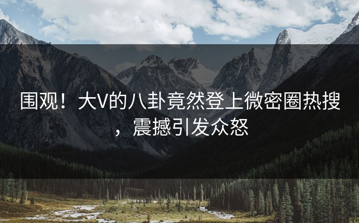 围观!大V的八卦竟然登上微密圈热搜,震撼引发众怒