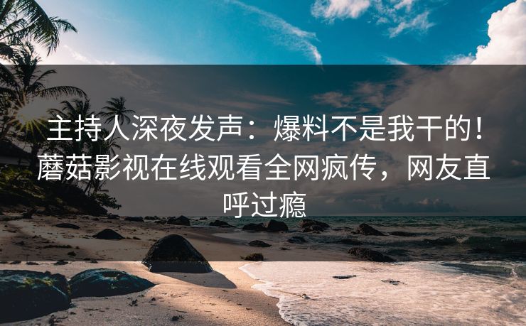 主持人深夜发声:爆料不是我干的!蘑菇影视在线观看全网疯传,网友直呼过瘾