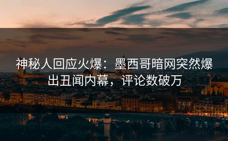 神秘人回应火爆:墨西哥暗网突然爆出丑闻内幕,评论数破万