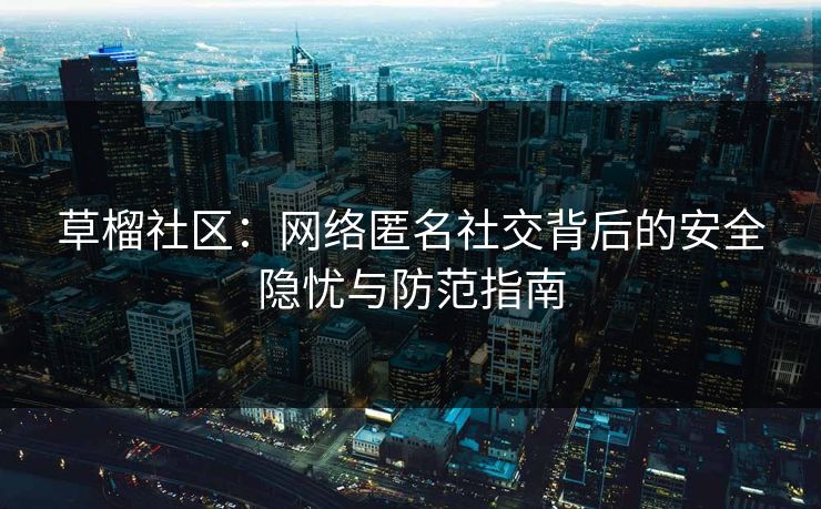 草榴社区：网络匿名社交背后的安全隐忧与防范指南