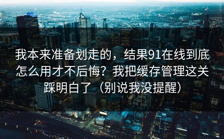 我本来准备划走的，结果91在线到底怎么用才不后悔？我把缓存管理这关踩明白了（别说我没提醒）